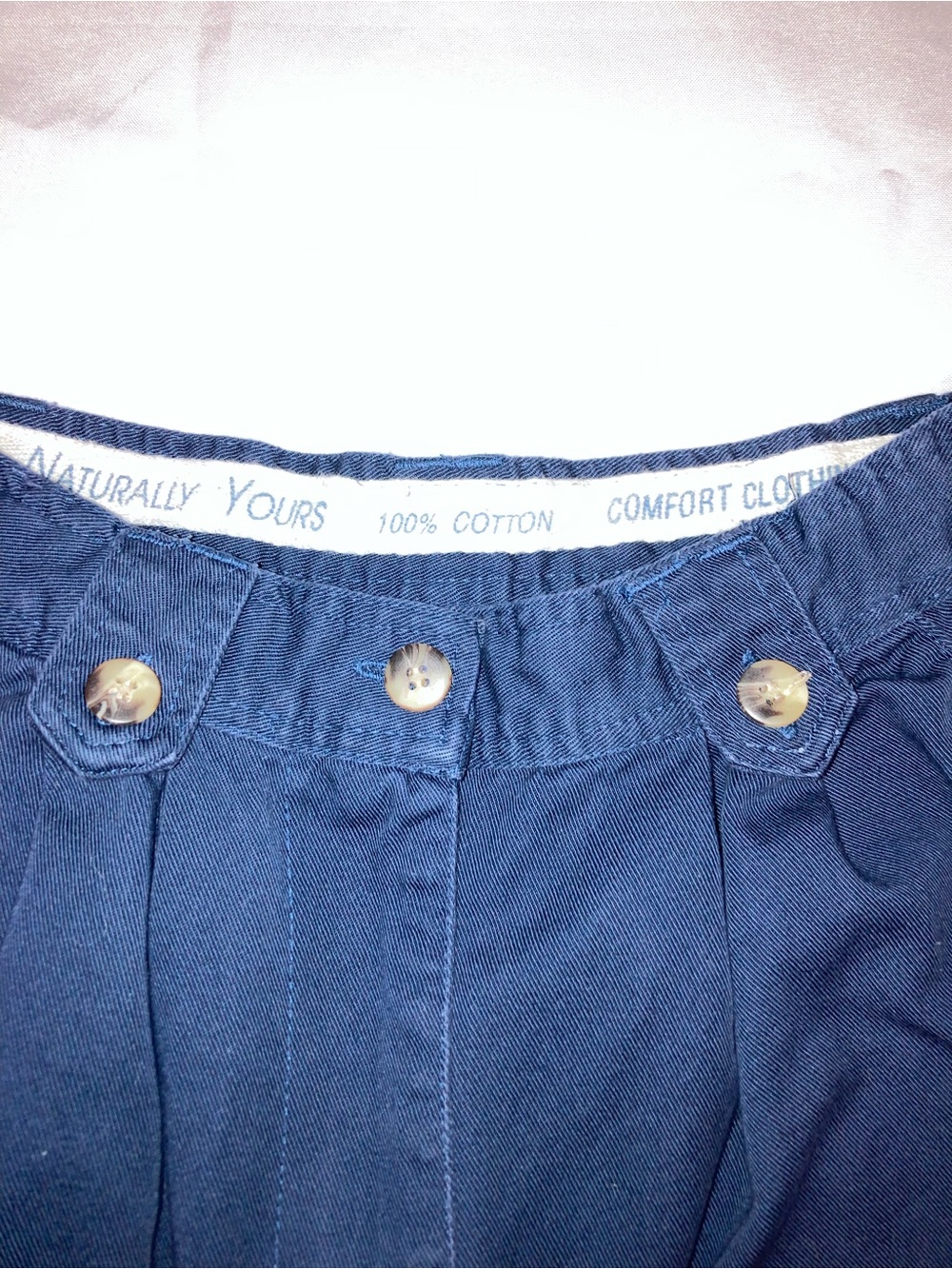 Vintage Kikomo High-Waist Navy Cotton Blend Women's Shorts - Picture 2 of 6